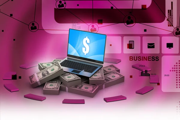 Online money concept in color background