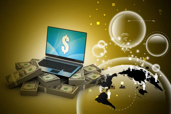 Çevrimiçi para kavramı renk arkaplanı