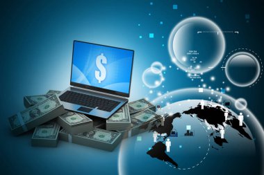 Çevrimiçi para kavramı renk arkaplanı