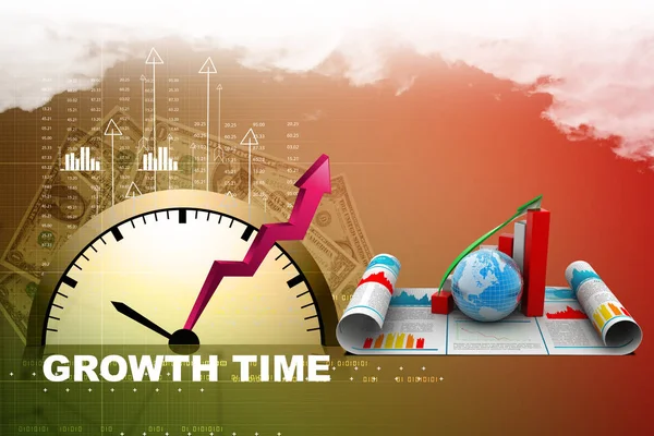 Gráfico Crescimento Negócio Globo Fundo Cor — Fotografia de Stock