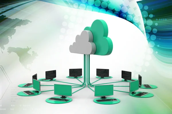 Begreber Cloud Computing Enheder Farve Baggrund - Stock-foto
