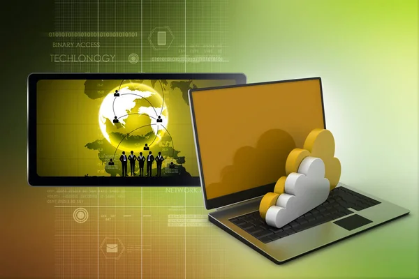 Laptop Weergegeven Concept Van Cloud Computing — Stockfoto