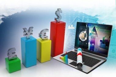 Renk arkaplanındaki para birimi grafiği