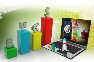 Renk arkaplanındaki para birimi grafiği