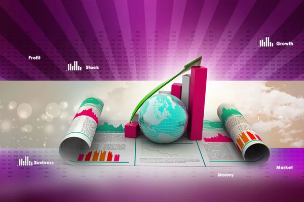 Üzleti Növekedés Grafikon Globe — Stock Fotó
