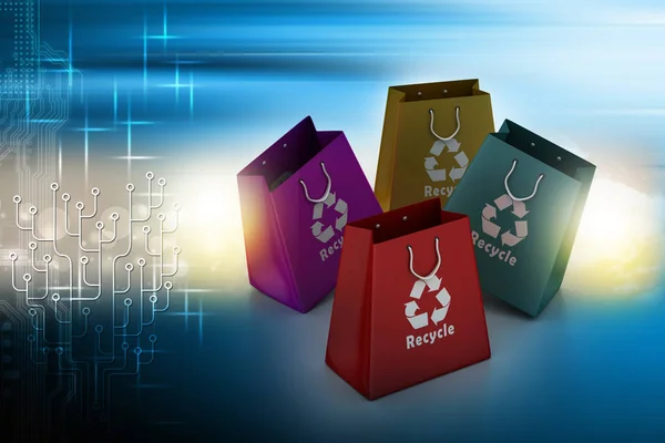 3d illustration of recycle bags