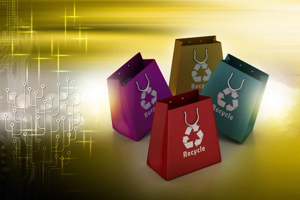 3d illustration of recycle bags