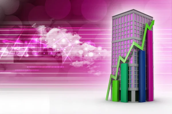 Illustration Von Geschäftsdiagramm Auf Gebäude — Stockfoto