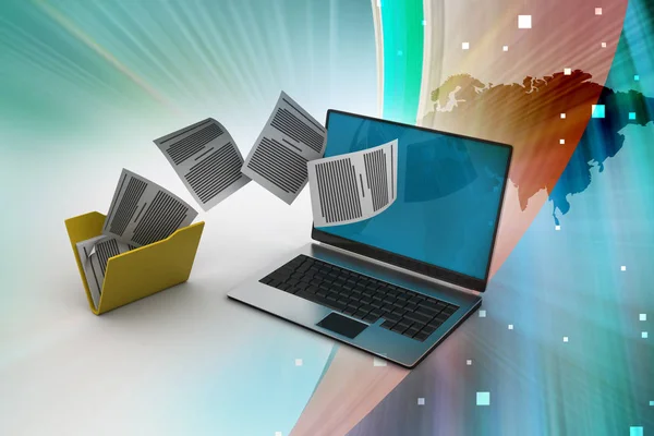 Koncepcja Biznesowa Laptopem Folderami — Zdjęcie stockowe