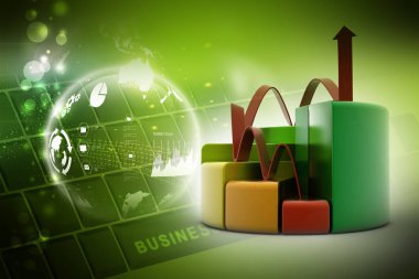 pasta ve çubuk grafik grafikler ile ok büyüyen Finans