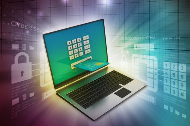 Kredi kartıyla, online ödeme konsept dizüstü bilgisayar