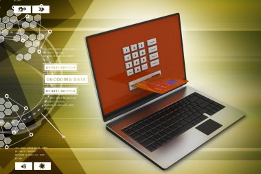 Kredi kartıyla, online ödeme konsept dizüstü bilgisayar