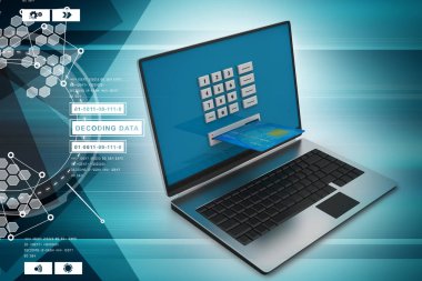 Kredi kartıyla, online ödeme konsept dizüstü bilgisayar
