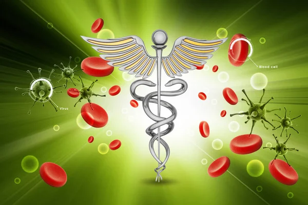 Caduceus Medical Symbol Color Background — Stock Photo, Image