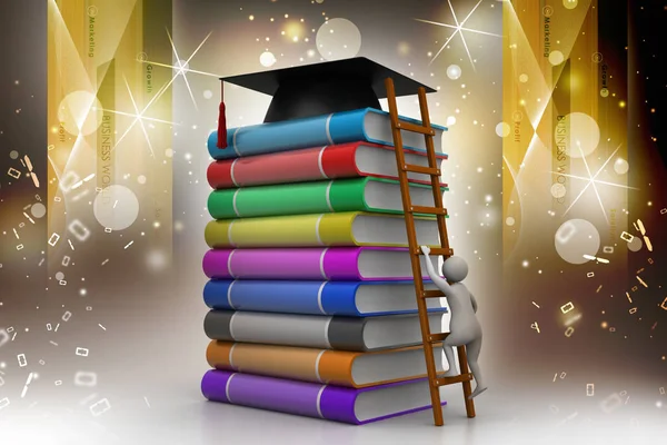 Mortier Graduation Sur Dessus Des Livres — Photo