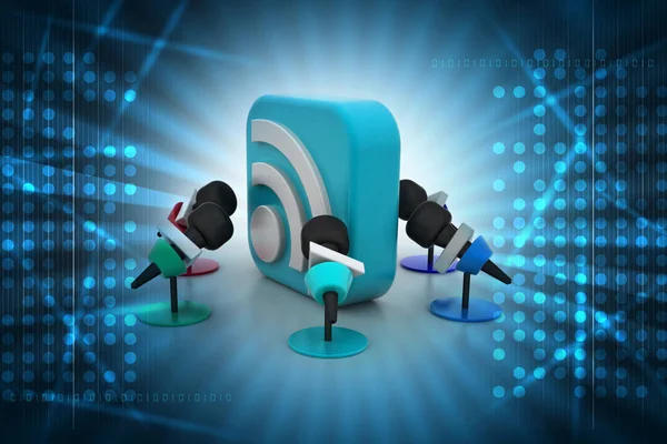 Mikrofon Med Ljud Symbol Färg Bakgrund — Stockfoto