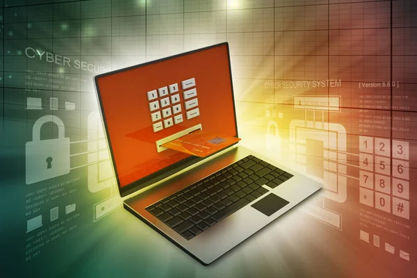 Laptop Met Een Credit Card Online Betaling Concept — Stockfoto