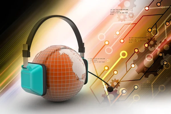 세계와 헤드셋입니다 온라인 채팅에 — 스톡 사진