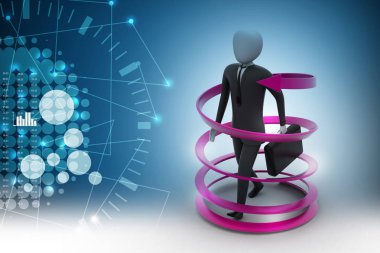 3D adam iş başarı kavramı