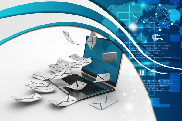 电子邮件的概念 现代笔记本电脑和信封 — 图库照片