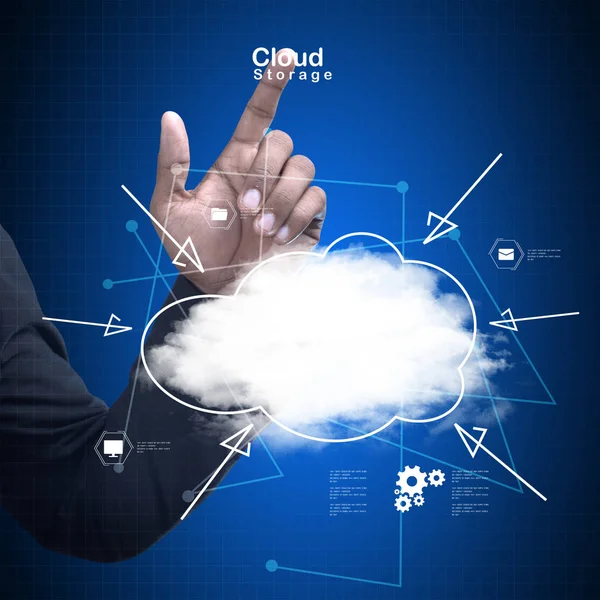 Mains Montrant Symbole Cloud Computing — Photo