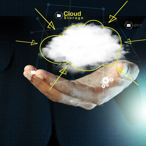 Mani Che Mostrano Simbolo Del Cloud Computing — Foto Stock