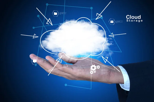 Händer Visar Symbolen Cloud Computing — Stockfoto