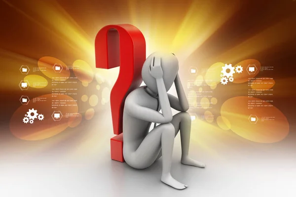 Man Sitting Question Mark — Stock Photo, Image