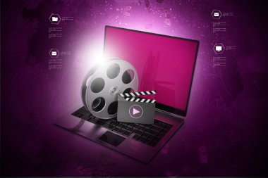 Laptop 3D çizimi ile reel
