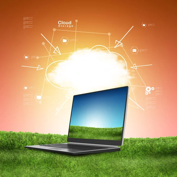 Laptop Concept Cloud Computing — Stock Photo, Image