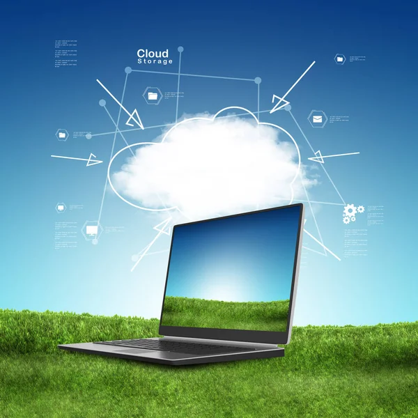 Ordinateur Portable Concept Cloud Computing — Photo