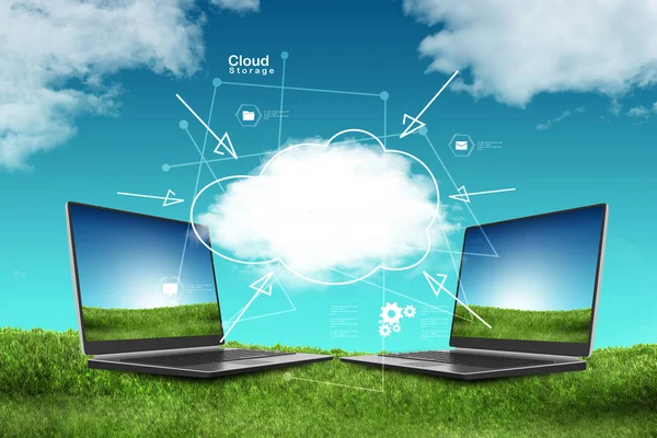 Laptop Concept Cloud Computing — Stock Photo, Image