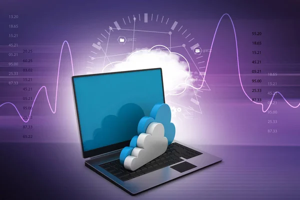 Laptop Weergegeven Concept Van Cloud Computing — Stockfoto