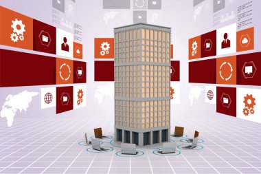 Renk arkaplanı olarak akıllı ev kavramı