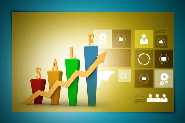 Stapeldiagram Och Försäljningstillväxten — Stockfoto