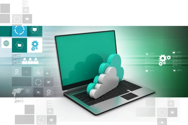 Laptop Weergegeven Concept Van Cloud Computing — Stockfoto