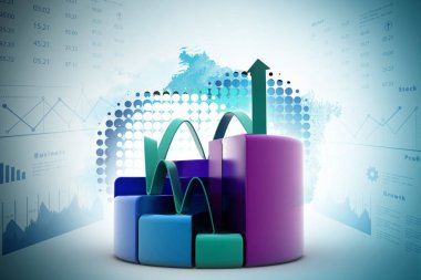 pasta ve çubuk grafik grafikler ile ok büyüyen Finans  