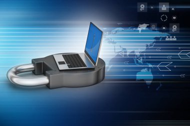 Internet güvenlik kavramı 3D çizimi