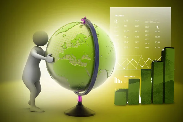 Illustration Man Analysing Globe — Stock Photo, Image