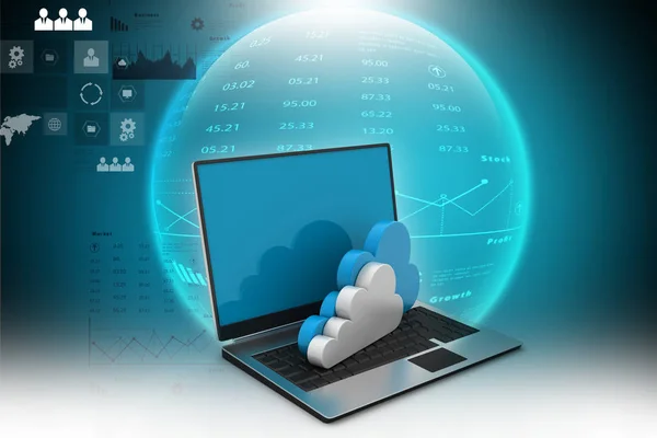 Laptop Visar Begreppet Cloud Computing — Stockfoto