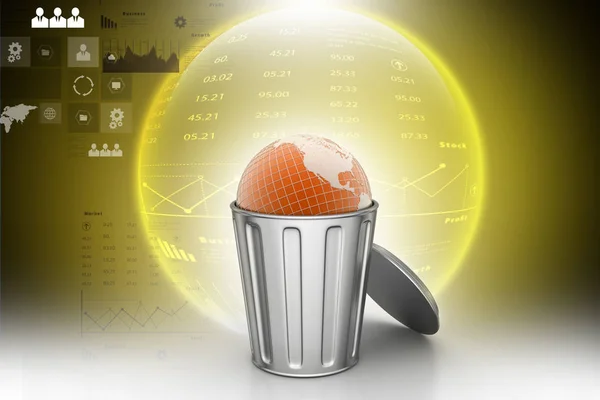 Illustration Globe Trash Bin — Stock Photo, Image