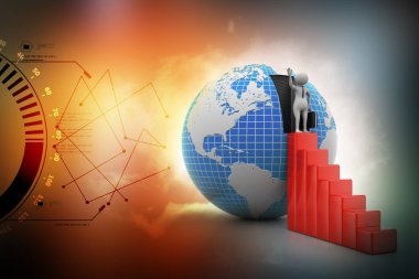 büyüme için giden adam 3D çizimi