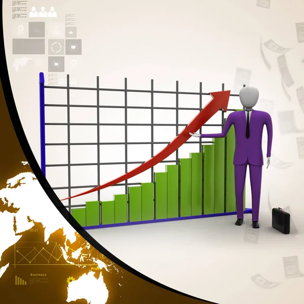 Affärsman Som Står Nära Ett Finansiella Diagram — Stockfoto