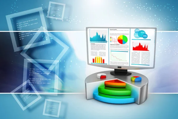 Aktiendiagramm Mit Dem Computermonitor — Stockfoto