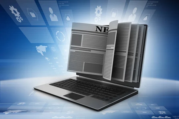 Nyheter Laptop Skärm Koncept För Online Nyheter — Stockfoto