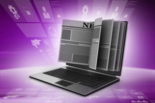 News Laptop Screen Concept Online News — Stock Photo, Image