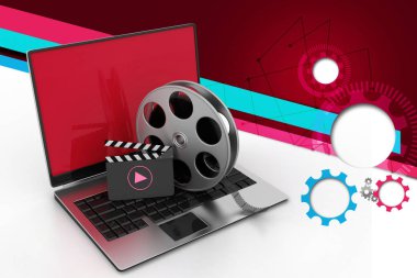 Laptop 3D çizimi ile reel