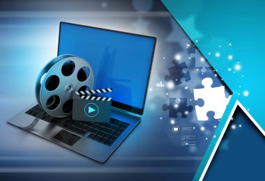 Laptop 3D çizimi ile reel