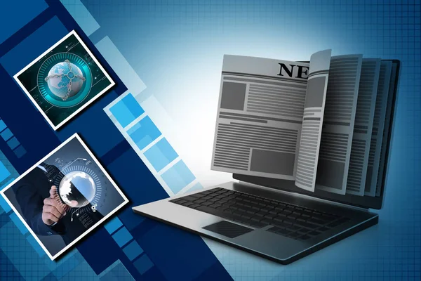 Nieuws Door Middel Van Een Laptop Scherm Concept Voor Online — Stockfoto