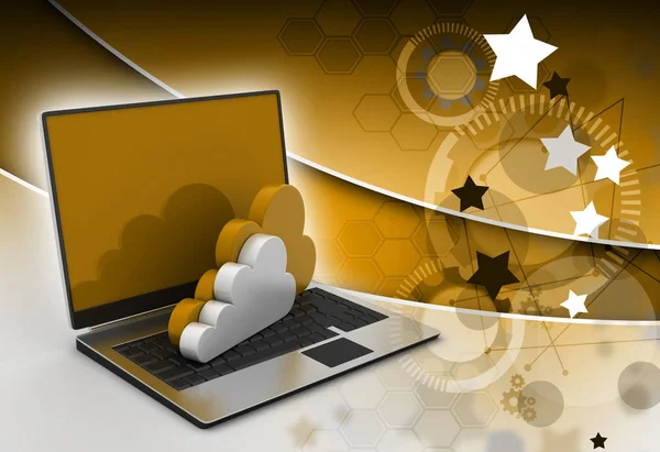 Laptop Che Mostra Concetto Cloud Computing — Foto Stock